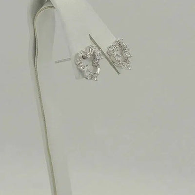 Brand New Sterling Silver 925 Heart With cubic zirconia Stones Earrings