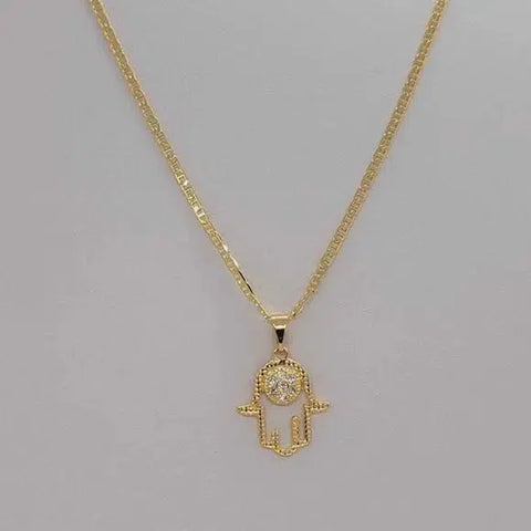 Brand New Brazilian 18k Gold Filled Hamsa Necklace