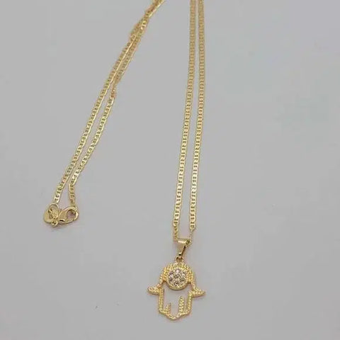 Brand New Brazilian 18k Gold Filled Hamsa Necklace