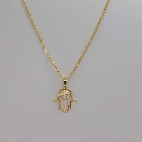 Brand New Brazilian 18k Gold Filled Hamsa Necklace