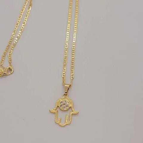 Brand New Brazilian 18k Gold Filled Hamsa Necklace