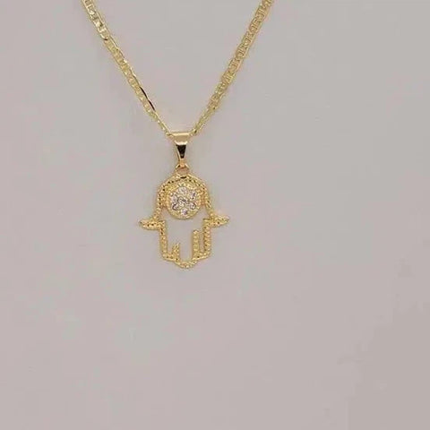 Brand New Brazilian 18k Gold Filled Hamsa Necklace