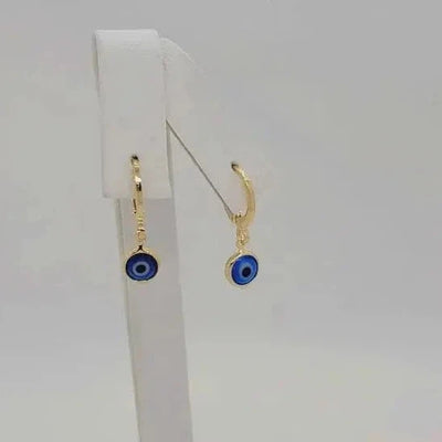 Brand New Brazilian 18k Gold Filled Blue Evil Eye Earrings