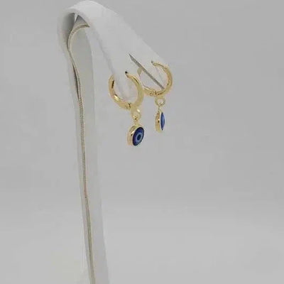 Brand New Brazilian 18k Gold Filled Blue Evil Eye Earrings