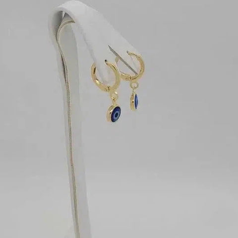 Brand New Brazilian 18k Gold Filled Blue Evil Eye Earrings