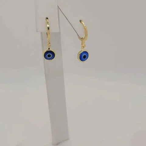 Brand New Brazilian 18k Gold Filled Blue Evil Eye Earrings