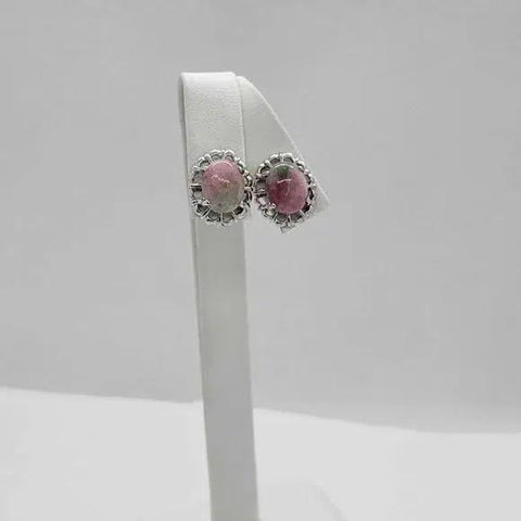 Brand New  Pink Green Agate Earrings