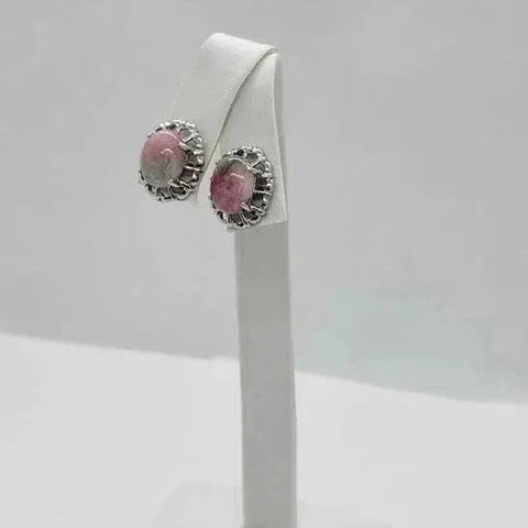 Brand New  Pink Green Agate Earrings