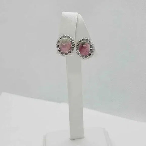 Brand New  Pink Green Agate Earrings