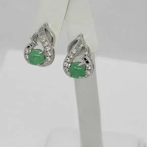 Brand NEW jade Earrings with cubic zirconia stones with brass