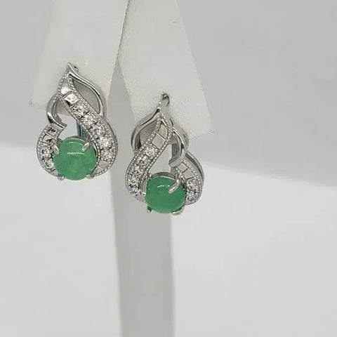 Brand NEW jade Earrings with cubic zirconia stones with brass