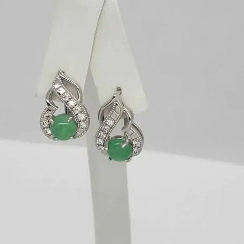 Brand NEW jade Earrings with cubic zirconia stones with brass