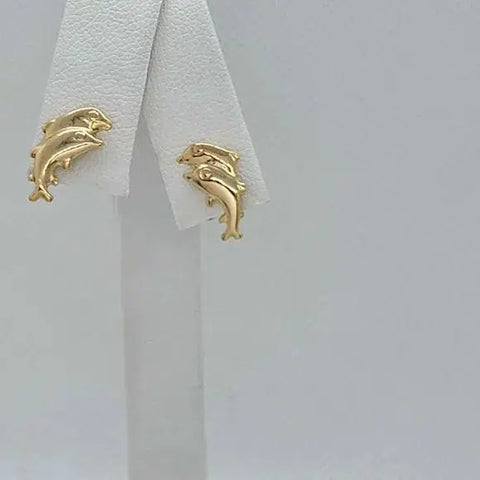 Brand New Brazilian 18k Gold Filled Double Dolphin Earrings