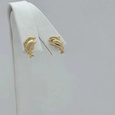 Brand New Brazilian 18k Gold Filled Double Dolphin Earrings