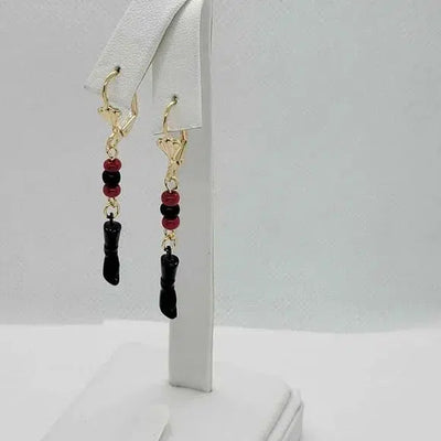 Brand New  Brazilian 18k gold filled Azabache earrings