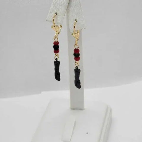 Brand New  Brazilian 18k gold filled Azabache earrings