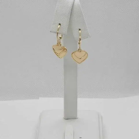 Brand New  Brazilian 18k gold filled Double hearts  Earrings