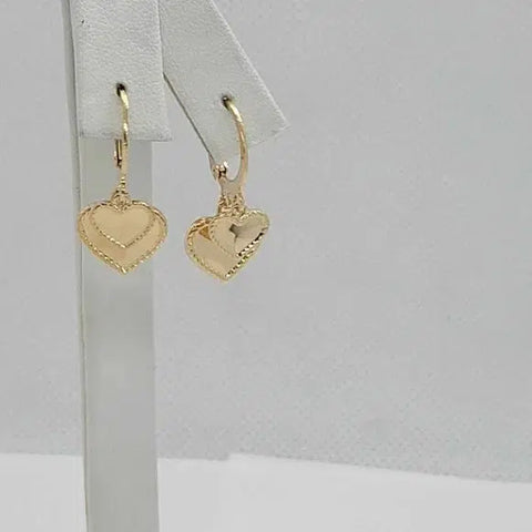 Brand New  Brazilian 18k gold filled Double hearts  Earrings