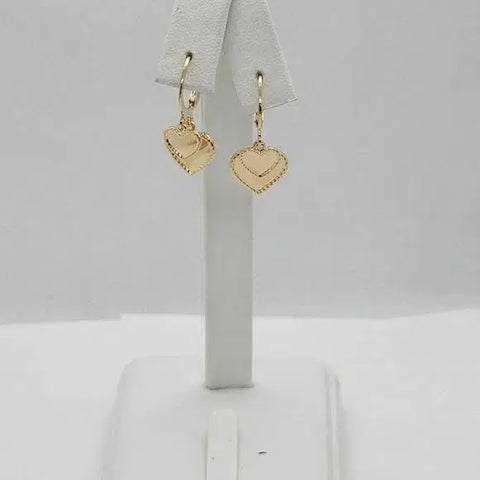 Brand New  Brazilian 18k gold filled Double hearts  Earrings