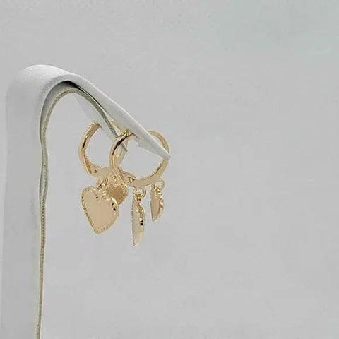 Brand New  Brazilian 18k gold filled Double hearts  Earrings