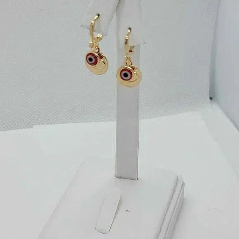 Brand New Brazilian 18k Gold Filled Red Evil Eye with Hamsa Earrings