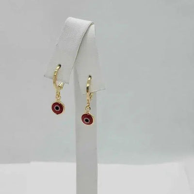 Brand New  Brazilian 18k Gold filled Red evil eye earrings