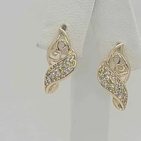 Brand New  Brazilian 18k gold filled earrings  with cubic zirconia stones