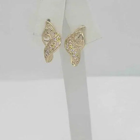 Brand New  Brazilian 18k gold filled earrings  with cubic zirconia stones