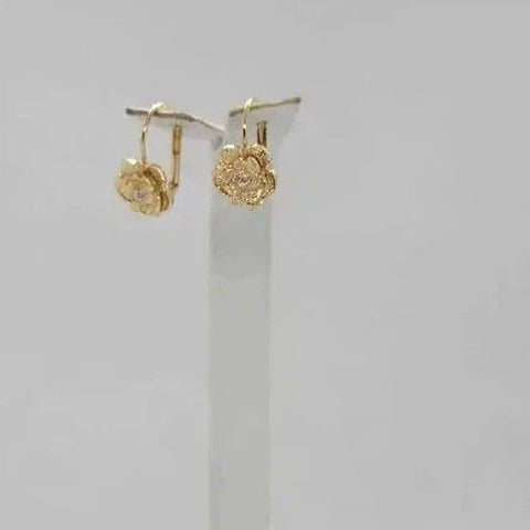 Brand New  Brazilian 18k gold filled rose design earrings