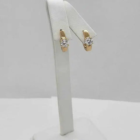 Brand New Brazilian 18k Gold Filled White Gem Earrings  Huggy earrings