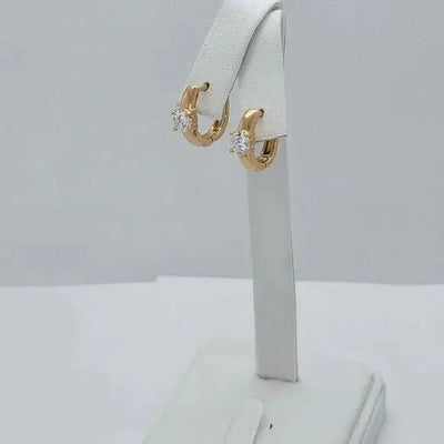 Brand New Brazilian 18k Gold Filled White Gem Earrings  Huggy earrings