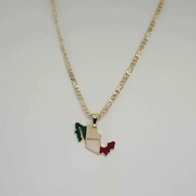 Brand New  Brazilian 18k Gold Filled Mexican Flag Necklace