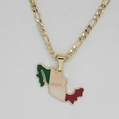 Brand New  Brazilian 18k Gold Filled Mexican Flag Necklace