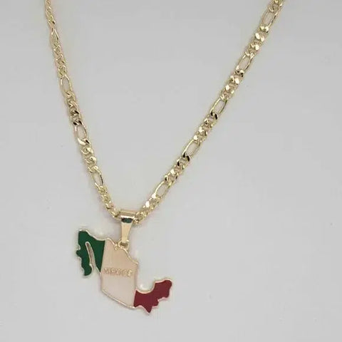 Brand New  Brazilian 18k Gold Filled Mexican Flag Necklace