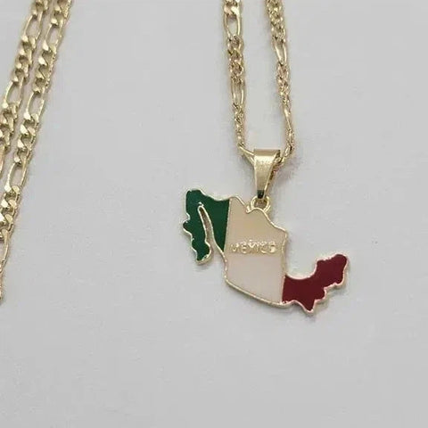 Brand New  Brazilian 18k Gold Filled Mexican Flag Necklace