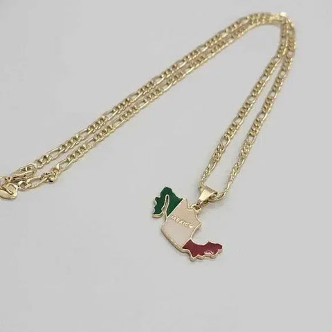 Brand New  Brazilian 18k Gold Filled Mexican Flag Necklace