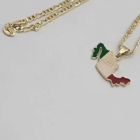 Brand New  Brazilian 18k Gold Filled Mexican Flag Necklace