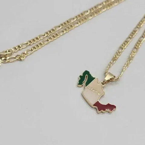 Brand New  Brazilian 18k Gold Filled Mexican Flag Necklace