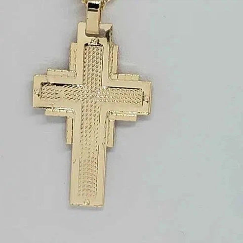 Brand New  Brazilian 18k Gold Filled Cross w/ Mexican color Flag Necklace