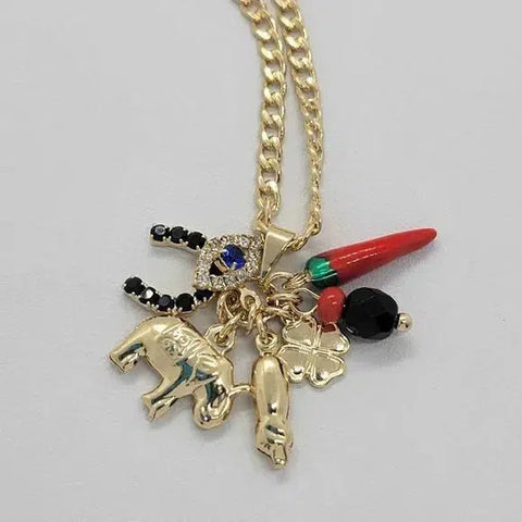 Brand NEW  Brazilian 18k Gold Filled Lucky Charms Necklace