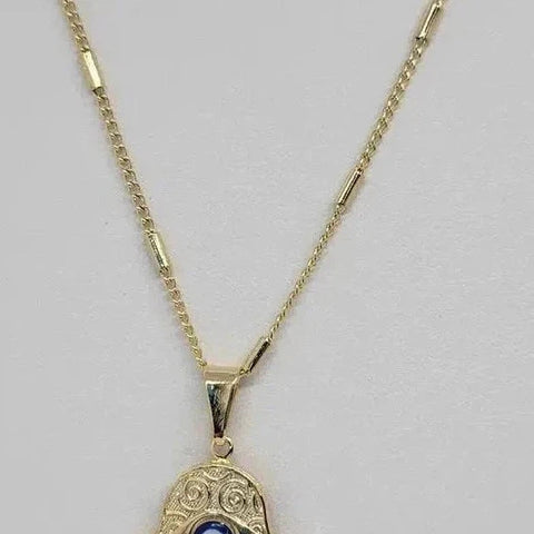 Brand New Brazilian 18k Gold Filled Hamsa with blue evil eye Necklace