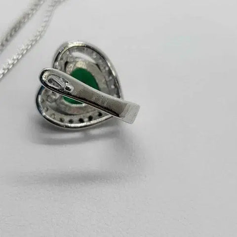 Brand New Sterling Silver 925 Heart with cz stones & Green Gem Set