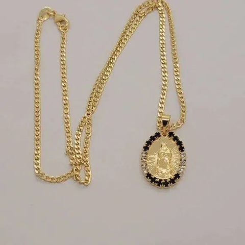 Brand New Brazilian 18k Gold Filled Virgen De Guadalupe Necklace