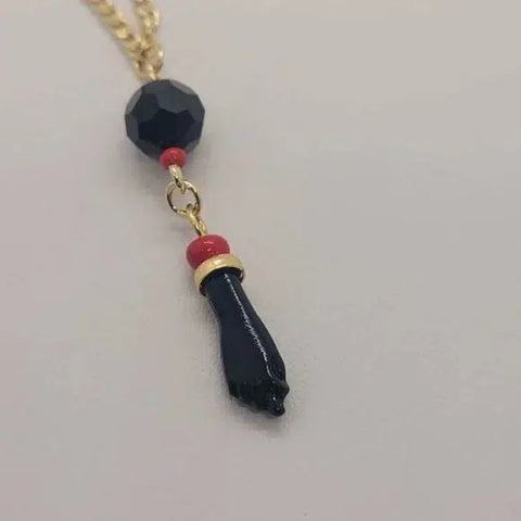 Brand New Brazilian 18k Gold Filled Azabaches Necklace