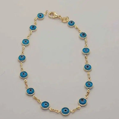 Brand New Brazilian 18k Gold Filled Blue Evil Eye Anklet