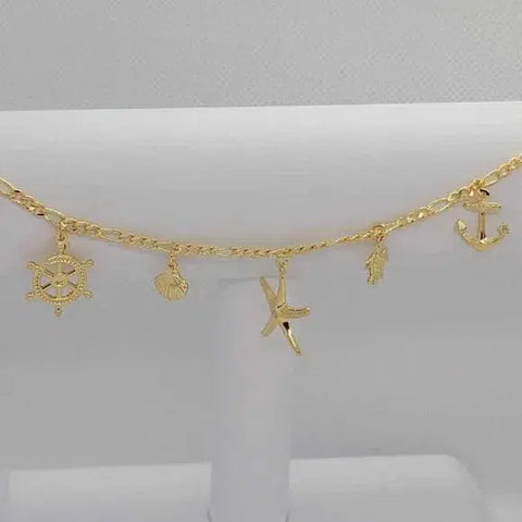 Brand New Brazilian 18k Gold Filled Multi Charms Anklet