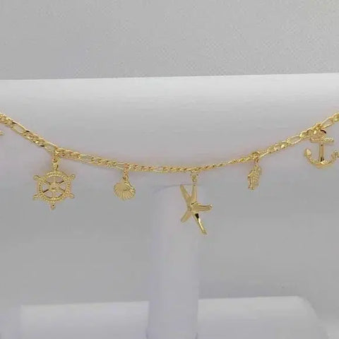 Brand New Brazilian 18k Gold Filled Multi Charms Anklet