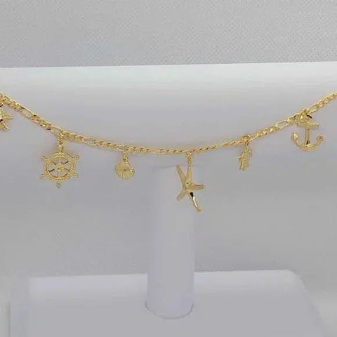 Brand New Brazilian 18k Gold Filled Multi Charms Anklet