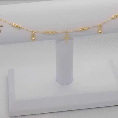 Brand New Brazilian 18k Gold Filled Beaded Cross Anklet