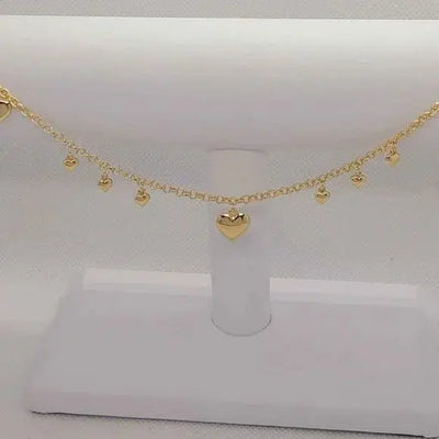 Brand New Brazilian 18k Gold Filled Multi Heart Anklet